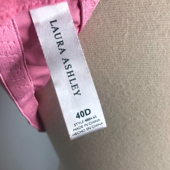Laura Ashley Push Up Bra Women's Pink Size 40D Semi-Sheer Underwired Floral Lace - Picture 5 of 5